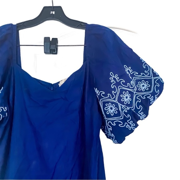 Anna Cate Dress Maggie Maxi Cotton Royal White Embroidery L EUC - Picture 4 of 6